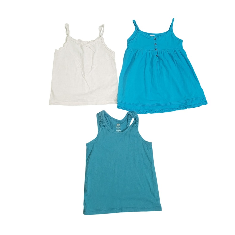 Tea Collection Zara Baby Gap 3T Tank Top Lot Girls Blue White Cotton 3pc Bundle